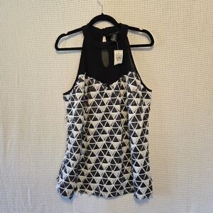 Ashley Stewart Sz 22/24 Black and White Geometric Women's Halter Top